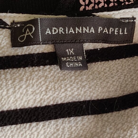 Adrianna Papell Striped Plus Size Blouse 1X - Nautical Coastal Preppy Work Wear - Picture 11 of 11